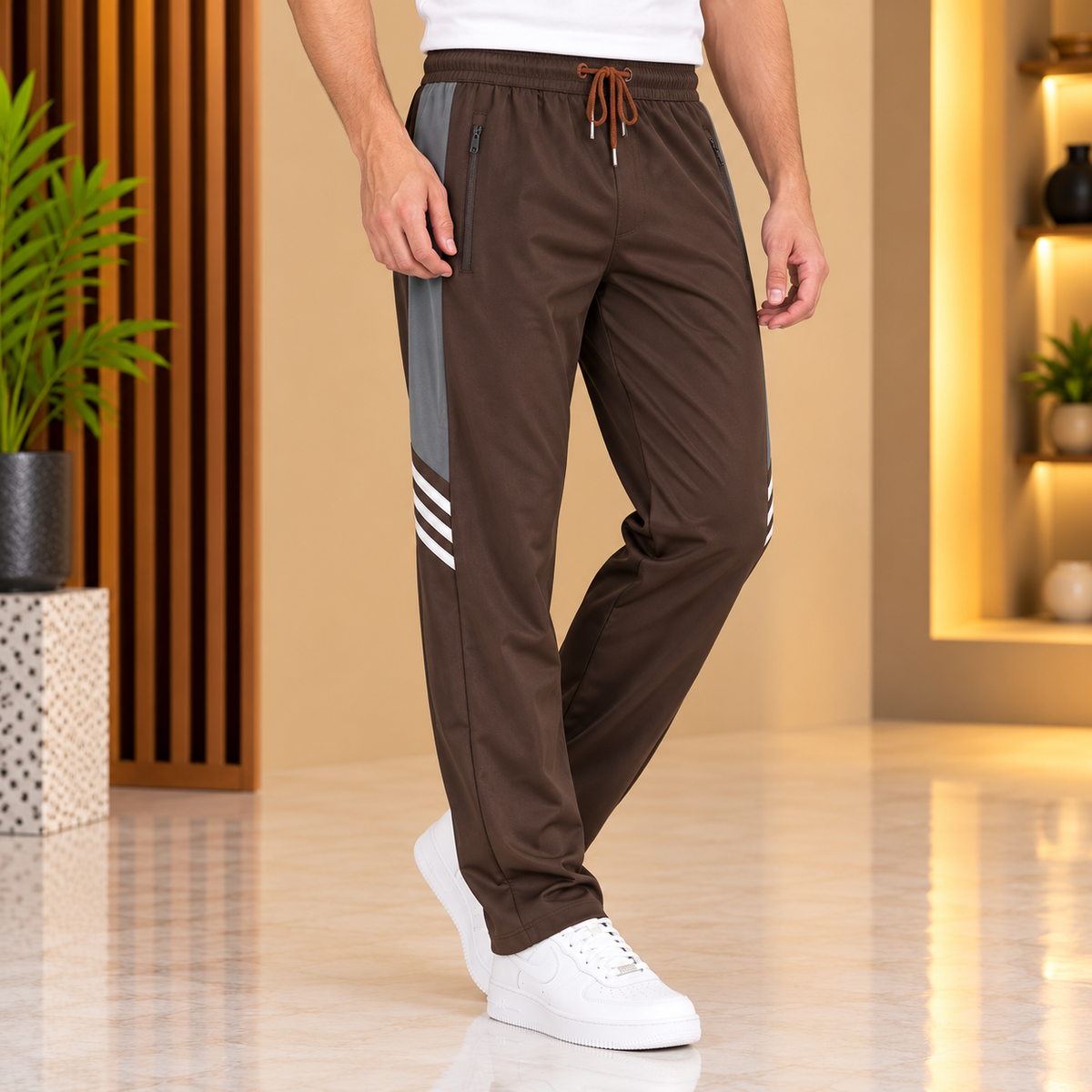 Classic Brown Studio Track Pants