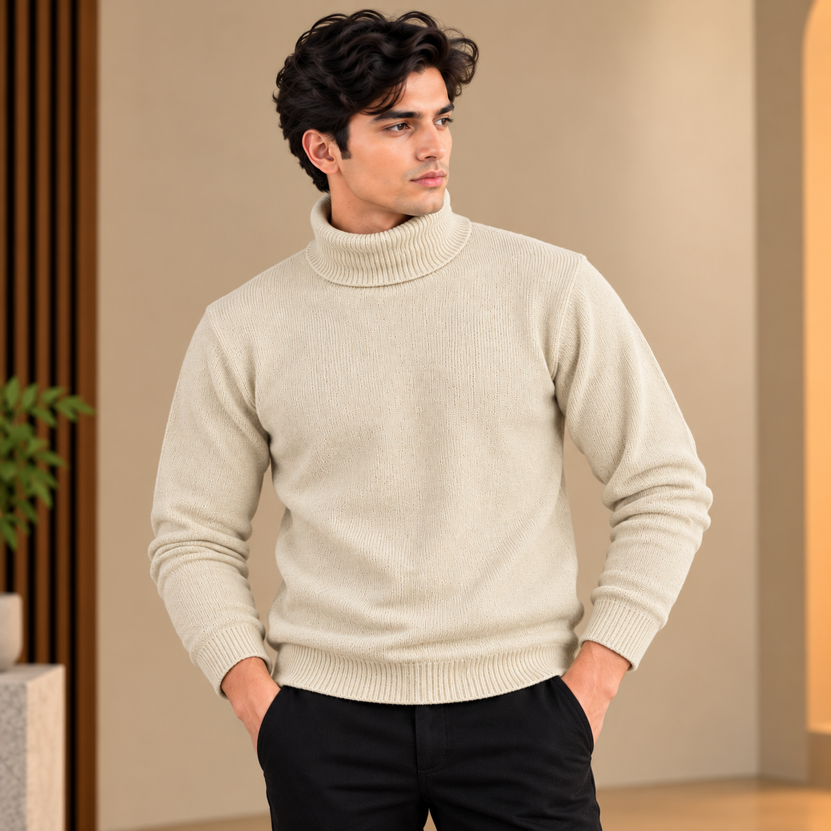 Luxury Cream Fashion Turtleneck