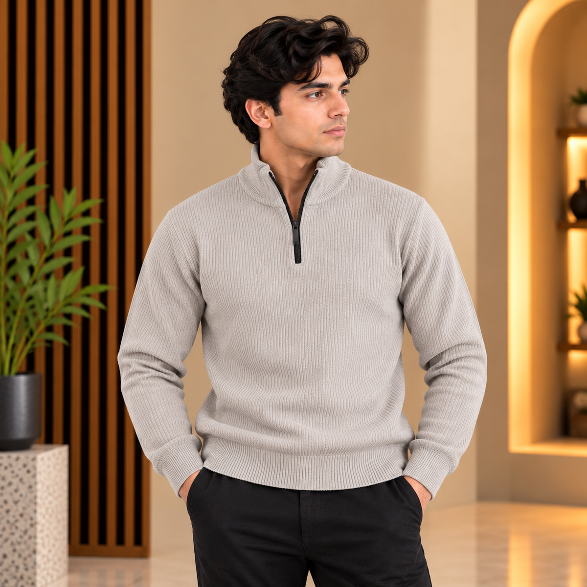 Modern Tailored Half-Zip Sweater