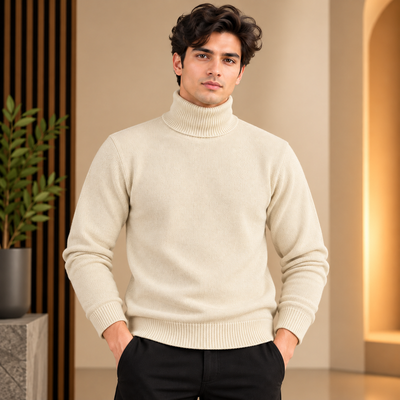 Premium Ivory Knit Turtleneck