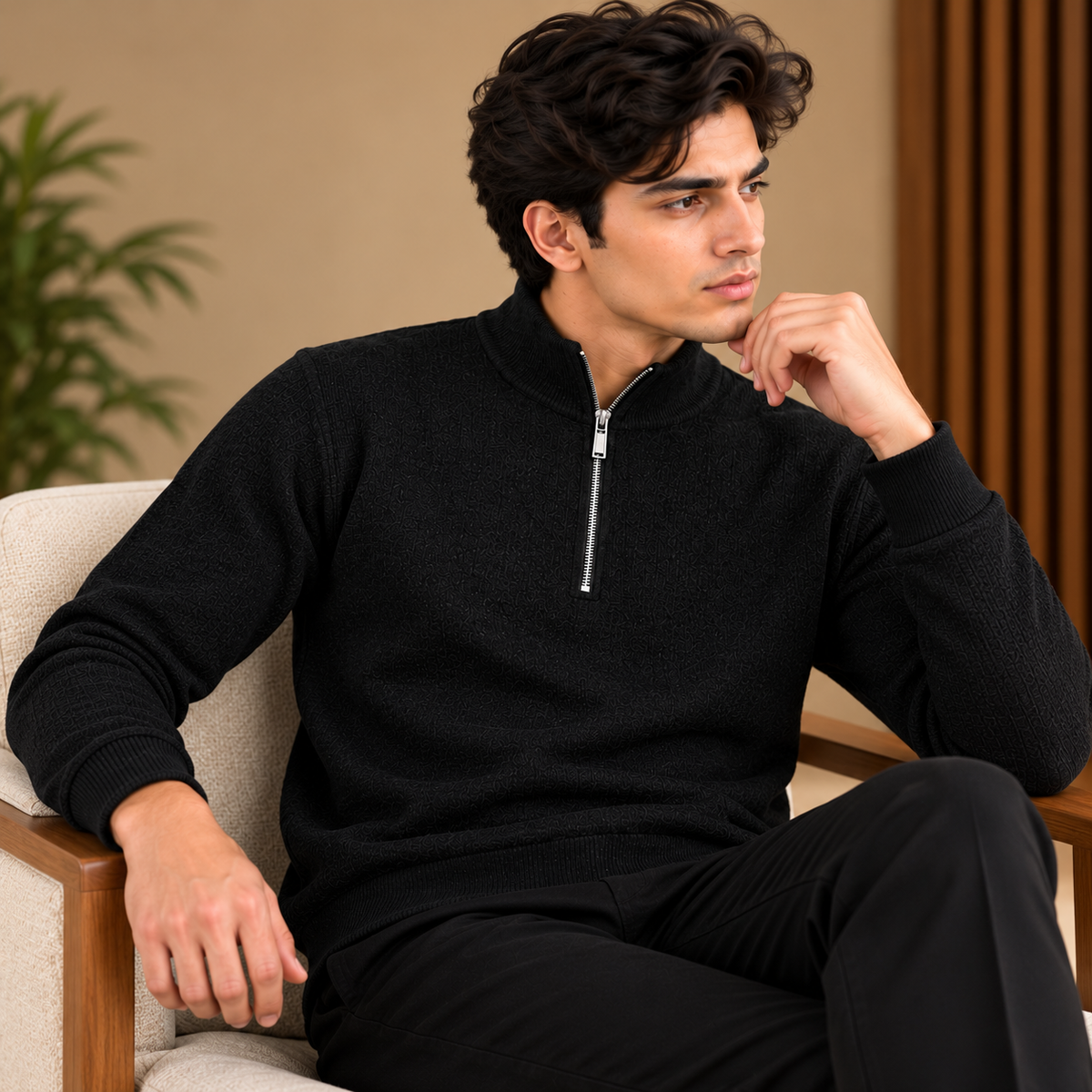 Black Heritage Half-Zip Sweater